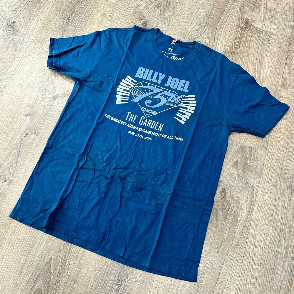 Billy Joel 75th Show Garden TShirt Mens XL Blue Official Barking Irons See PHOTO